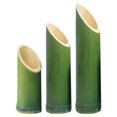 thumbnail image 2 of Floral Arrangement Vase Bamboo Flower Pot Artistic Modern Style Rustic Planter Green 3Pcs, 2 of 5