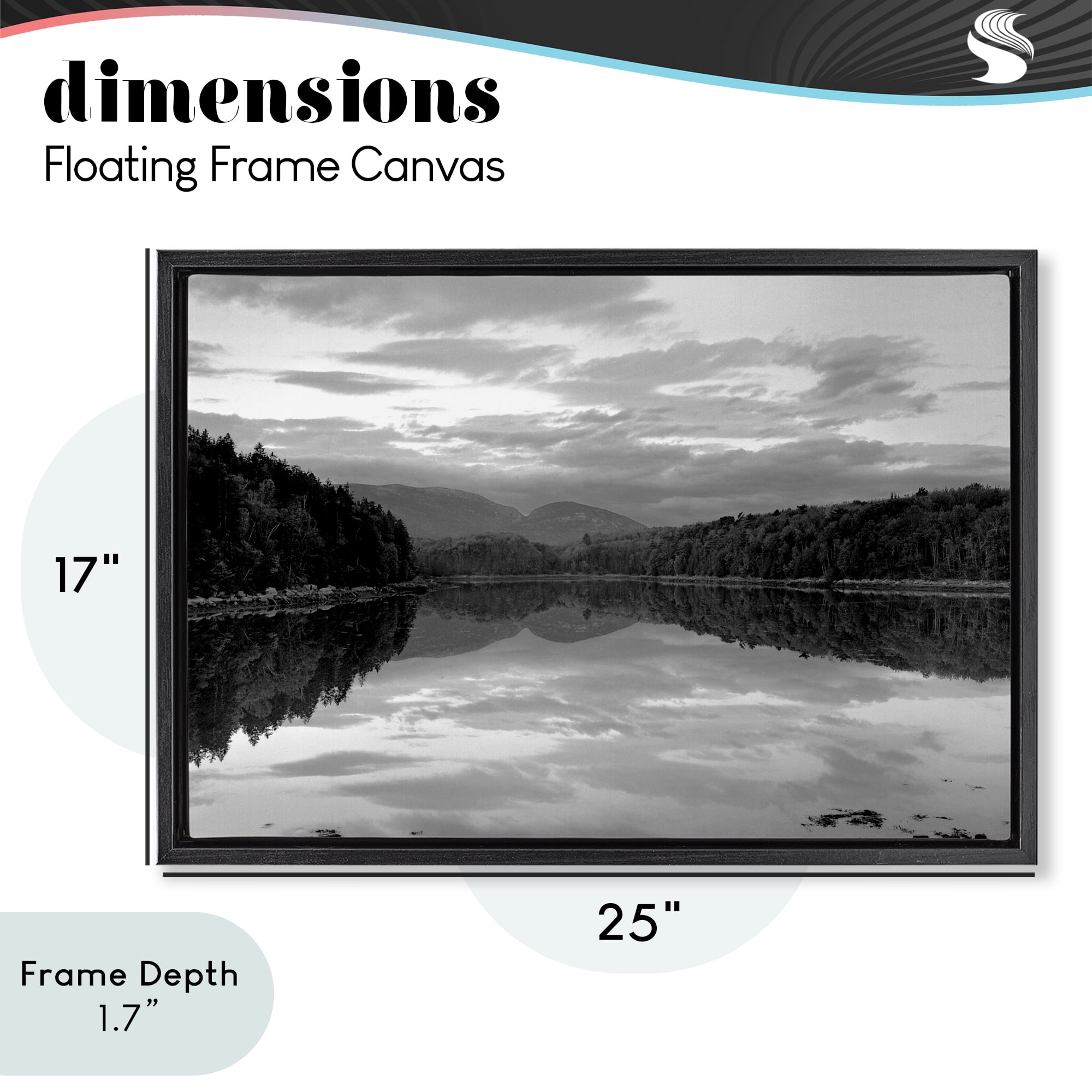 Stupell Industries Acadia Reflection in Monochrome Black Framed Floater Canvas Wall Art, design by MJ Photography