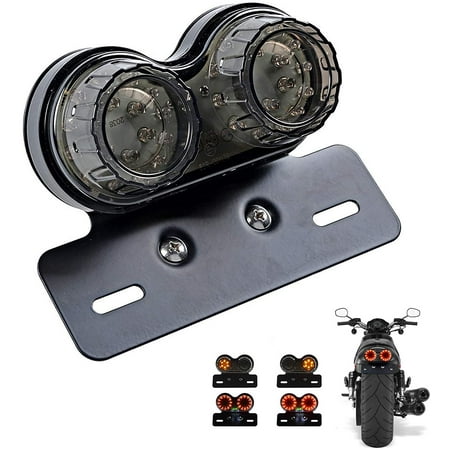 ANKIA 40-LED 40W Motorcycle Tail Light Integrated Running Lamp Brake&Turn Signal Light with License Plate Bracket for Harly Motorcycle Street Bike Cruiser Chopper (Black)