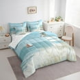 thumbnail image 3 of Manfei White Blue Lighthouse Bedding Sets Full Size,Oil Painting Comforter Sets with Sheets,Ocean Theme Bed in a Bag Full Size,Lightweight Bedroom Decor,7-Piece, 3 of 7