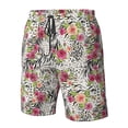 thumbnail image 4 of Fotbe Roses Mixed Zebra Trajes de Baño Estampados para Hombre, Shorts de Verano de Secado Rápido, Ropa de Playa, Bañadores-Small, 4 of 6