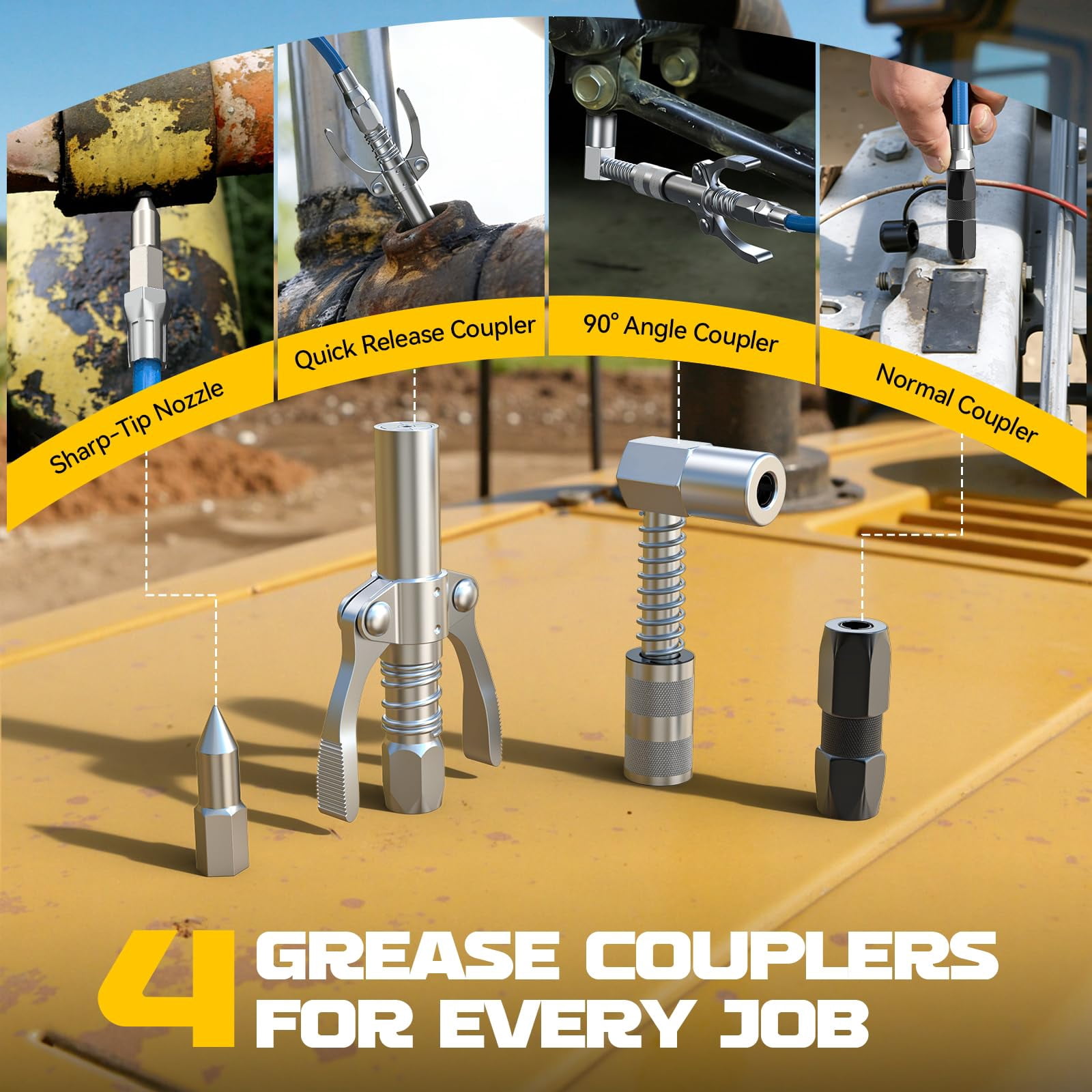 Cordless Grease Gun Compatible with DeWalt 20V Battery, 12000PSI Max Electric Grease Gun, Dual Pistol & in-Line Grip, Works with Bulk & Cartridge Grease, with 39" Hose & 4 Couplers (Tool Only)