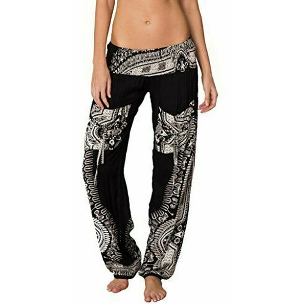 Harem Yoga Pilates Pants Hippie Bohemian Smocked Baggy Boho Fitness