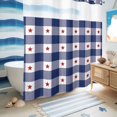 thumbnail image 5 of No Hook Shower Curtain with Built-in Rings - 4th of July Red Americana Stars Washable Waterproof Fabric Bathroom Curtains for Hotel,Rentals, 72 X 72 Inch Long , Blue White Check Plaid, 5 of 9