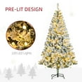 thumbnail image 4 of 6ft Artificial Christmas Tree, 638 Branch Tips, 220 Warm Lights and Metal Stand, 38.5" Wide Realistic Snow Flocked Pine Christmas Tree with Lights, 4 of 7