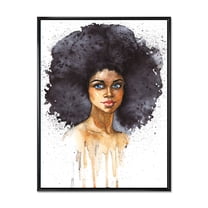 Designart 'Portrait of Afro American Woman X' Modern Framed Canvas Wall Art Print
