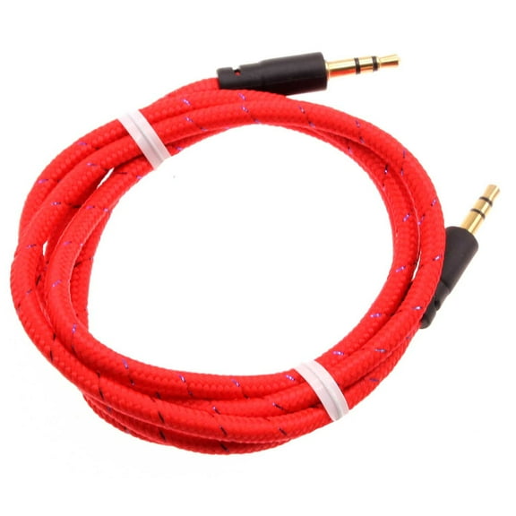 3.5mm Aux Cable Adapter Car Stereo Aux-in Audio Cord Speaker Jack Wire Red D3P for LG Optimus Zone 3, X Power, Tribute Royal, G3 Vigor, K8 V, K20 V, Premier Pro Plus (L455DL) LTE, Q7 Plus