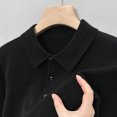 thumbnail image 3 of Suéter de lana de otoño para hombre, ropa interior con solapa, blusa, jersey de estilo coreano, top de punto, polo, 3 of 5