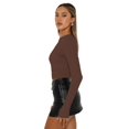 thumbnail image 4 of Women's Inbarely Soft Long Sleeve Tops Crew Neck Slim Fit Basic Casual Going Out Tees Shirts, 4 of 6