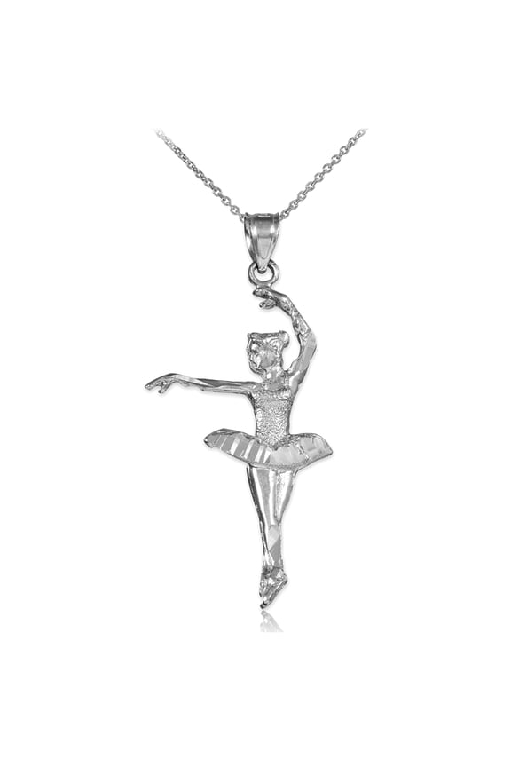 WHITE GOLD BALLERINA DANCER CHARM PENDANT NECKLACE : 14K Pendant with 22" chain