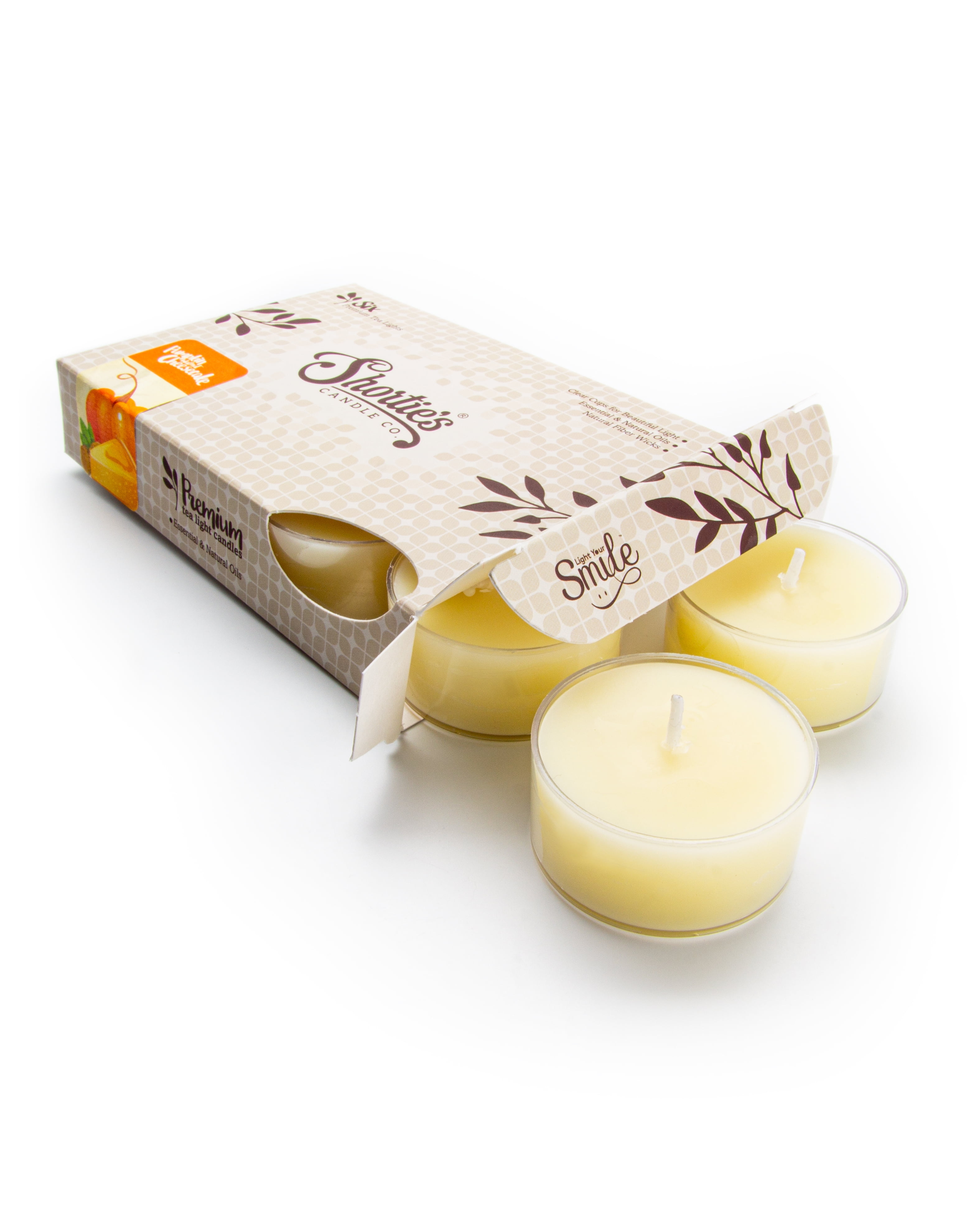 Pumpkin Walnut Cheesecake Tealight Candles - 6 Beige Premium Scented Tea Lights - Shortie's Candle Company