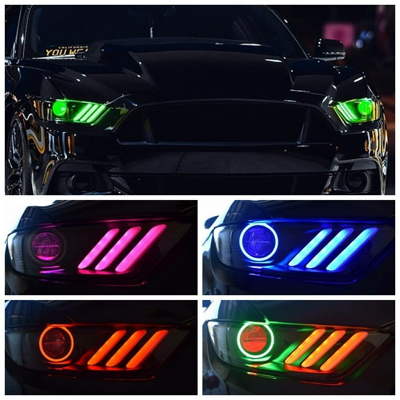RGB LED DRL Board Angel Eyes Headlight For 2015-2017 Ford Mustang APP Bluetooth