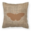 Carolines Treasures BB1043-BL-BN-PW1414 Butterfly Burlap and Brown Canvas Fabric Decorative Pillow BB1043 14Hx14W