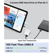 Apple Lightning to USB Camera Adapter with Charging Port for iPhone/iPad to Connect USB Flash Drive, SSD Hard Drive, Card Reader, Keyboard, Mouse, Hubs, MIDI, Plug & Play