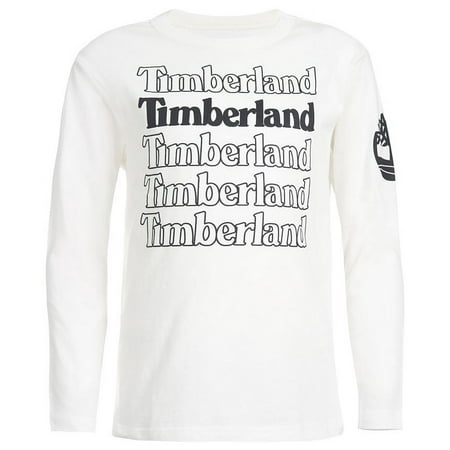 Timberland Boy's Stacked Logo Long Sleeve Tee White Size X-Large