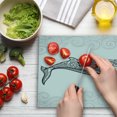 thumbnail image 3 of Whale Cutting Board, Ornamental Style Big Fish with Oriental Effects Underwater, Decorative Tempered Glass Cutting and Serving Board, Large Size, Pale Grey Charcoal Grey, by Ambesonne, 3 of 5