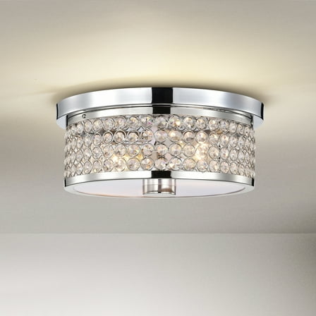 Pieni 12 in. 2-Light Indoor Polished Chrome Finish Semi-Flush Mount Ceiling Light with Light Kit