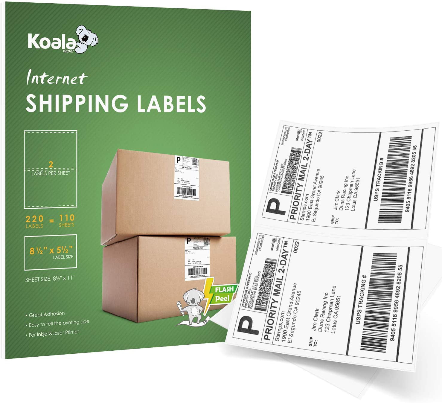 SUPERIOR Quality Mailing Shipping Labels 8.5x5.5 Half Sheet Self Adhesive 