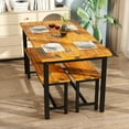 thumbnail image 3 of AWQM Dining Table Set with Two Benches, Kitchen Table Chairs Set for 4-6 Persons for Home, Kitchen and Dining Room,Industrial Brown, 3 of 7