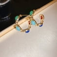 thumbnail image 3 of Pendientes Ganfancp Trendy Retro de Colores En Forma de C Moda Femeninos Un Par, 3 of 6
