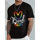 thumbnail image 1 of Camiseta con estampado de arcoíris y letras del orgullo LGBTQ+ para hombre, informal, ligeramente elástica, de cuello redondo para primavera y verano., 1 of 6