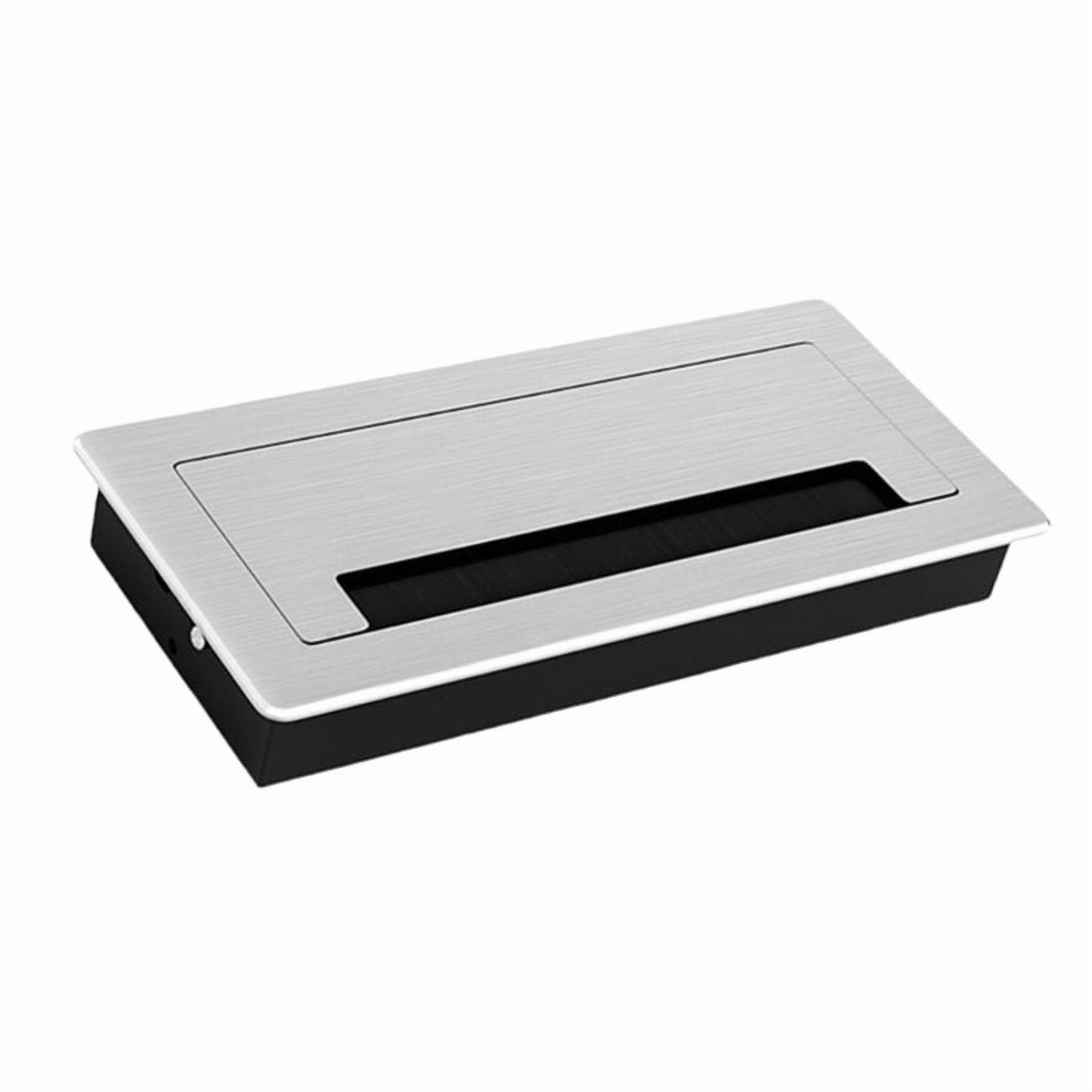 Aluminum Desk Cable Management Grommets with Brush Rectangular Metal Cord Hole Cover Upgrades for Office Computer Table