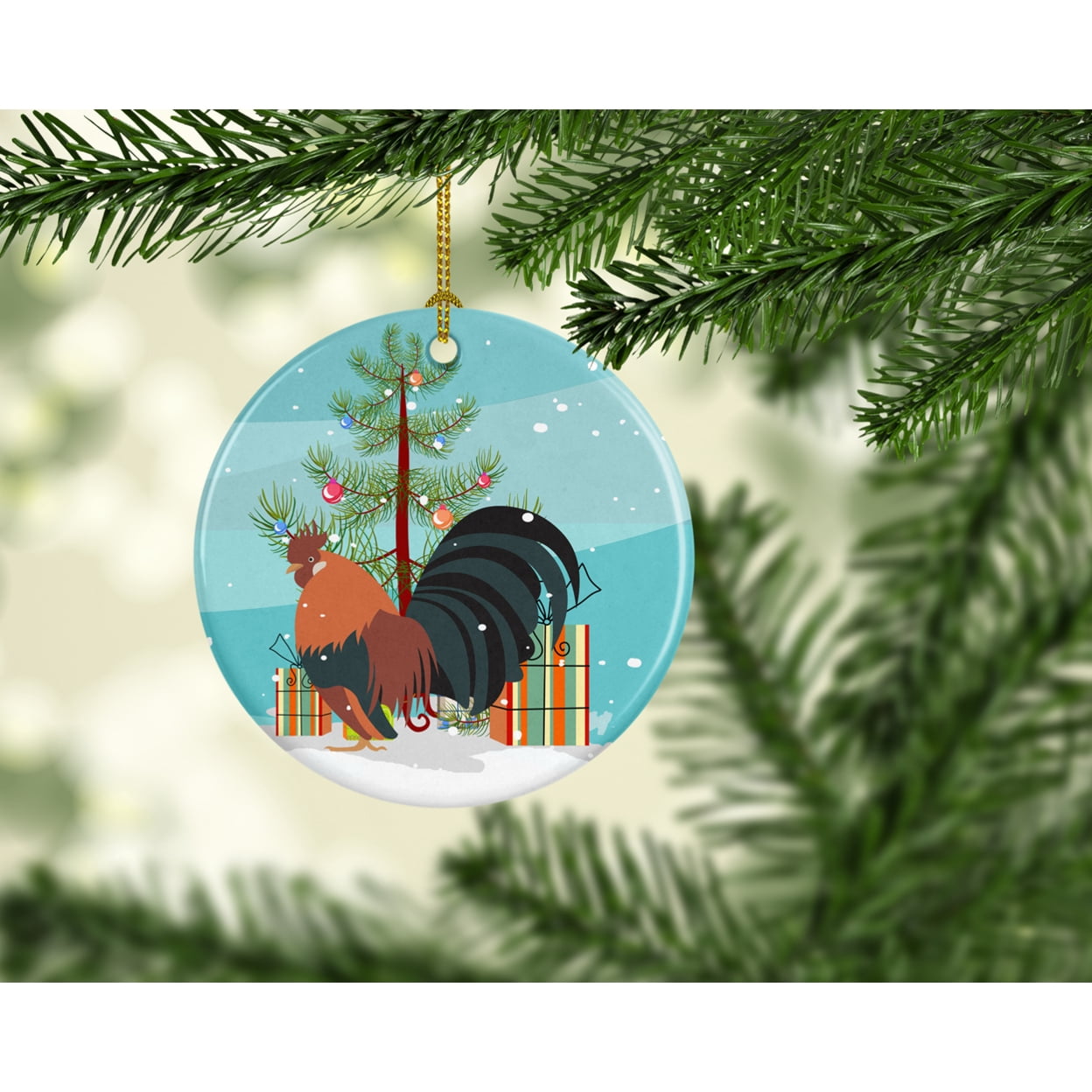 Dutch Bantam Chicken Christmas Ceramic Ornament