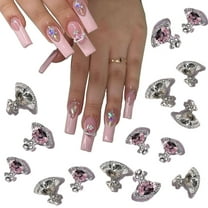 Ustris 16PCS Nail Art Charms 8 * Clear   8 * Pink Planet Nail Charms 3D Shiny Nail Supplies with Rhinestones Saturn Shape Nail Accessories for Women Nail Decoration DIY Design Nail Gem