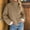 Khaki, variant on WIZUTIZ Women's Solid Color Button Front Jacket Turn Down Collar Long Sleeve Loose Casual