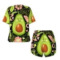 thumbnail image 6 of Wukai Avocado Keep Calm Print Women's Pajama Set - Short-Sleeve Top and Shorts with Elastic Waistband and Pockets for Loungewear, Yoga, and Casual Wear-Medium, 6 of 8