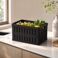 thumbnail image 7 of VENTORA Foldable Hollow‑Ventilated Plastic Storage Crate, Stackable Portable Organizer Bin With Built‑In Side Handles, Collapsible Flat‑Design Storage Basket for Stationery Cosmetics Toys, 7 of 7