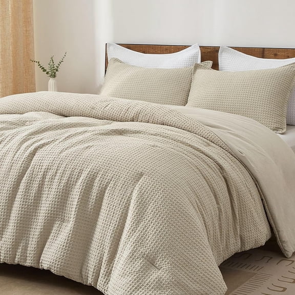 Ultra Soft Waffle Comforter Set 2 Pieces Twin, Linen