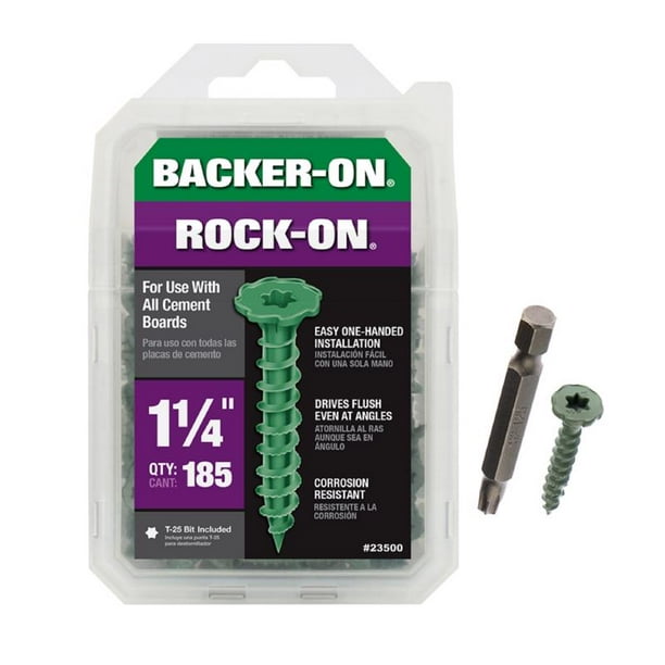 Tornillos para placas de cemento Backer-On Rock-On, número 9 x 3,2 cm, 185 unidades
