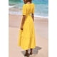 thumbnail image 2 of Vestido midi PRETTYGARDEN Verano 2025 con cuello en V y volantes con bolsillos, 2 of 9