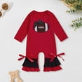 thumbnail image 2 of Gerichy Baby Girl Outfit Newborn Football Ruffle Long Sleeve One Piece Jumpsuit Infant Spring Fall Cute Clothes 0-18 Months, 2 of 7