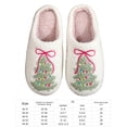 thumbnail image 2 of Christmas Plush Slippers Tree Bow Pattern Slippers, Slip-On Warm House Shoes for Christmas Party (White 38-39), 2 of 10