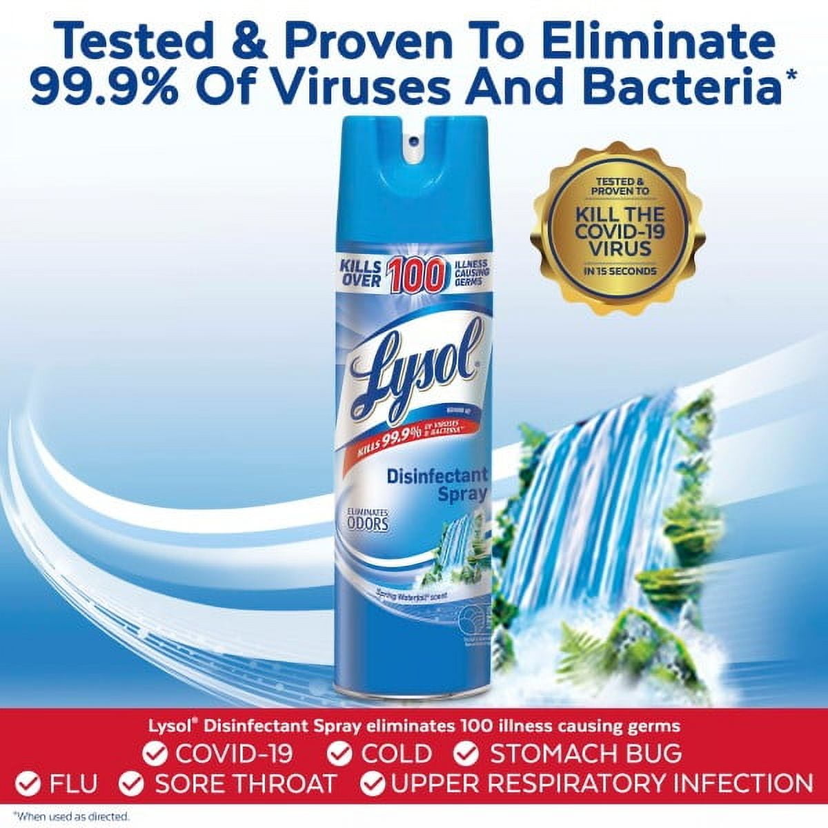 (6 pack) Lysol, Disinfectant Spray, Spring Waterfall, 19 oz, Eliminates Odors, Liquid, Packaging May Vary
