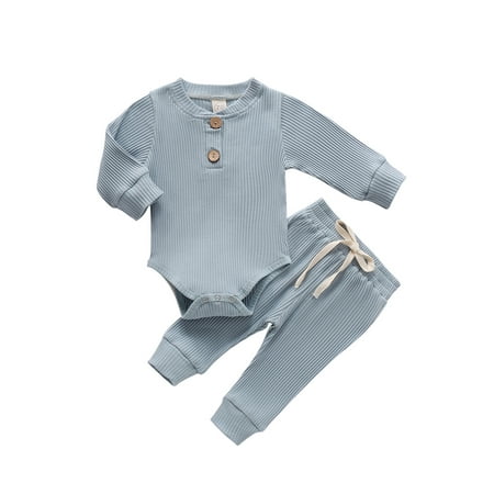 

Emmababy Newborn Baby Girl Boy Knitted Cotton Tops Blouse Pants 2PCS Set
