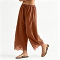thumbnail image 5 of WERYOUNG Elegant Knit Lace Pants For Women With Elastic Waist And Curved Front Slits Wide Leg Trousers Palazzo Pants For Women Trendy Bottoms L, 5 of 6