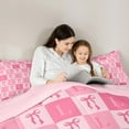 thumbnail image 5 of jejeloiu Ribbon Bowtie Bow Full Size Comforter Sets,Pink Grid Bowknot Bedding Comforter Set,First Letter L Bedding Sets For Girls,Super Cozy Room Decor Reversible,3-Piece, 5 of 8