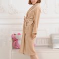 thumbnail image 3 of Defitshape Women's Spa Robe Plus Size Fuzzy Winter Loose Fit Cozy Bathrobes Flannel Bathrobe Knee Length Pull On Khaki Medium, 3 of 4