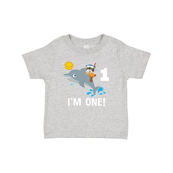 Inktastic First Birthday 1 Year Old Dolphin Boys or Girls Baby T-Shirt
