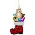 thumbnail image 3 of Northlight 4.5" Shiny Red Present Filled Stocking Hanging Glass Christmas Ornament, 3 of 5