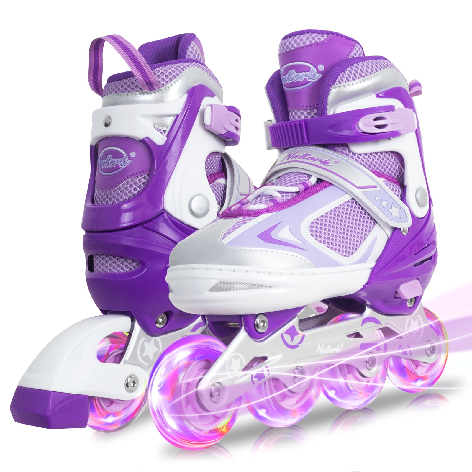 Nattork Kids Boys Inline Skates Adjustable Blades Skate Light up Wheels