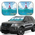 thumbnail image 6 of Kdxio Lighthouse Sea Port Print 2-Piece Sun Shade Front Windshield - Foldable Car Front Window Sunshades For Most Sedans Suv Truck, 6 of 6
