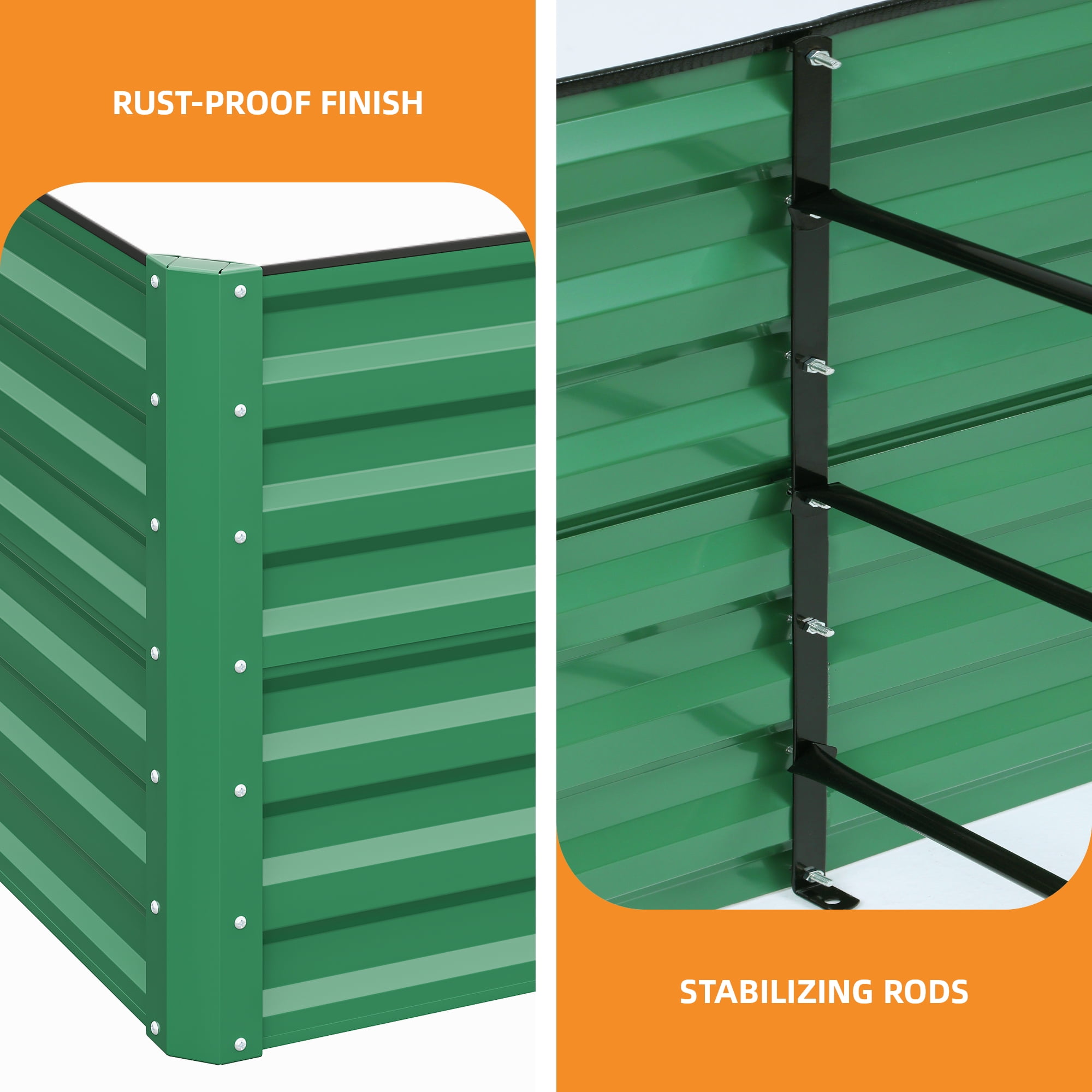 Uforic 8ftx4ftx2ft Large Raised Garden Bed Kit,Outdoor Galvanized Metal Patio Planter Box with Safety Rubber & Gloves, for Vegetables Flowers,Green