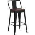 24" Swivel Bar Stools Counter Height Stools with Backs Wood Seat