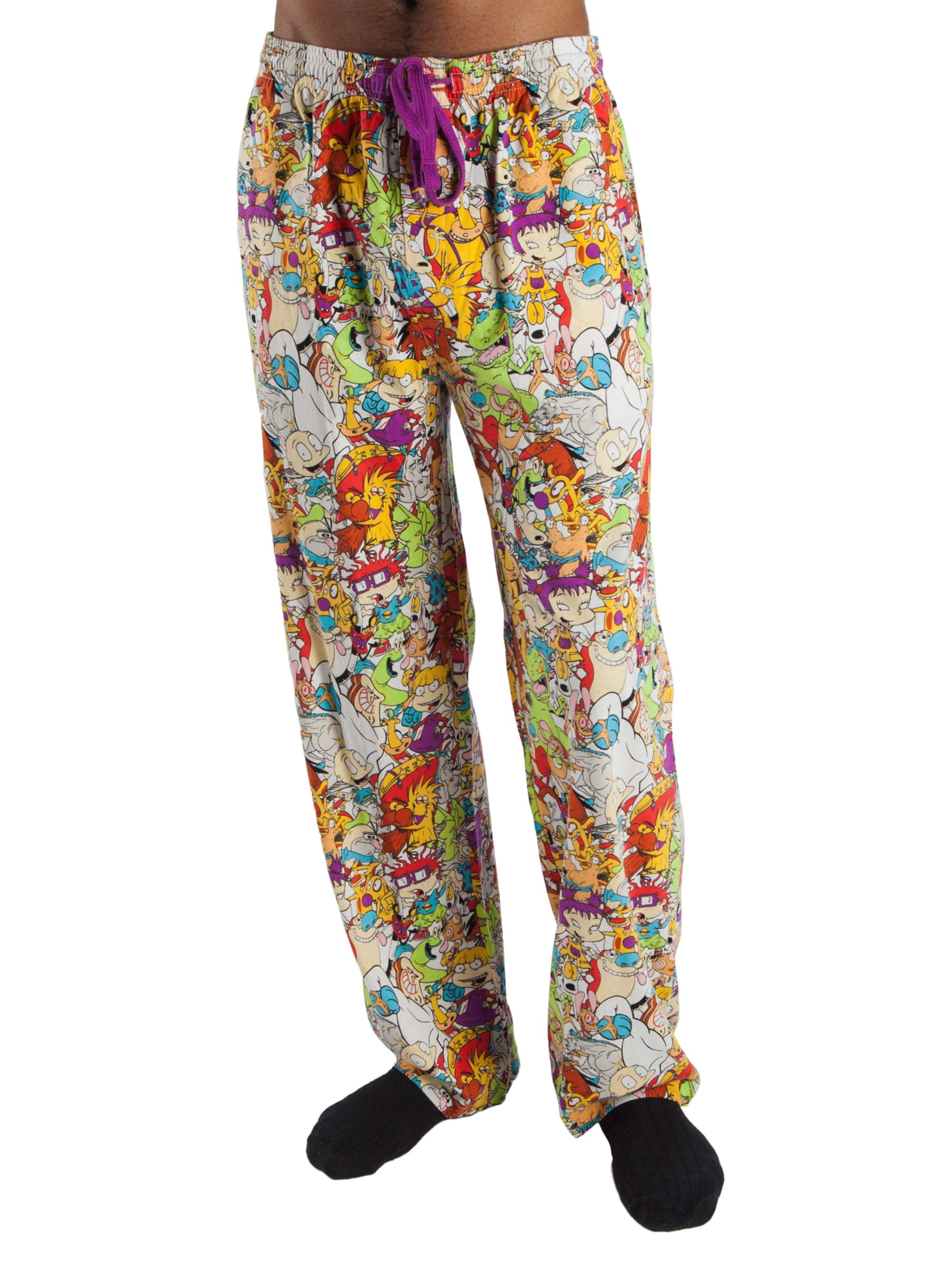 Nickelodeon Men's 90s Cartoon Characters Allover Loungewear Pajama Pants 