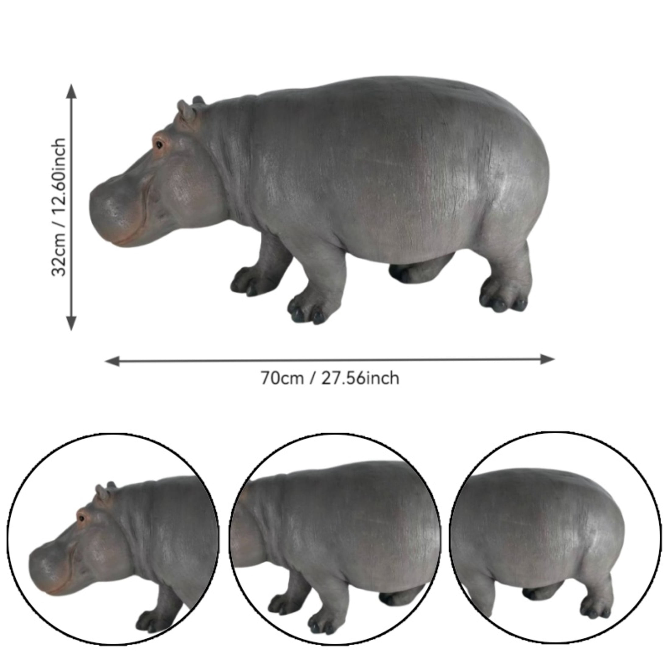 GDF Studio Hippopotamus Resin Indoor/Outdoor Guardian Statue, Weather-Resistant Decor Figurine for Garden & Courtyard