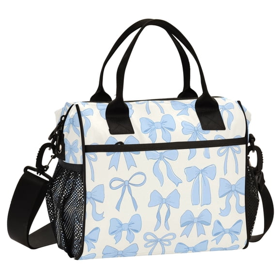 ALAZA Blue Bows Print Cooler Lunch Bag Insulated Reusable Lunch Tote Large Leakproof Thermal Lunch Box for Work School Picnic Travel Medium